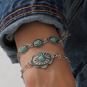 Turquoise Silver Southwestern Bracelet Set